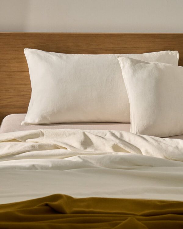 Set Simmel de 2 fundas de almohada de mezcla de lino color crudo 50 x 70 cm