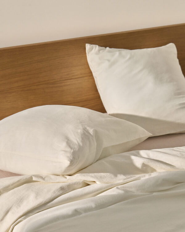 Set Simmel de 2 fundas de almohada de mezcla de lino color crudo 65 x 65 cm