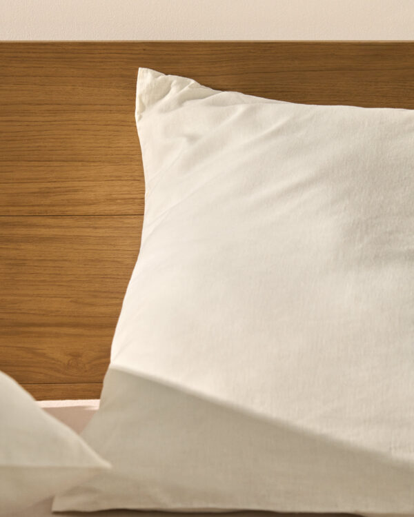 Set Simmel de 2 fundas de almohada de mezcla de lino color crudo 65 x 65 cm