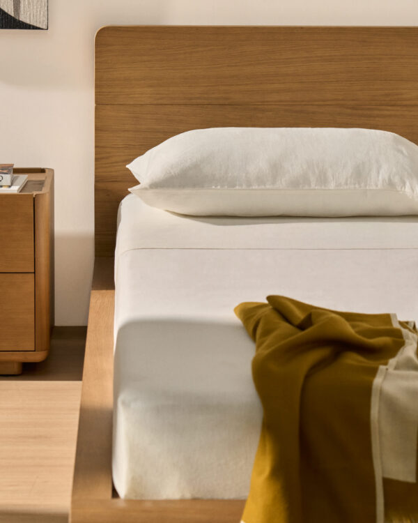 Sábana encimera Simmel de mezcla de lino color crudo para cama de 90 cm