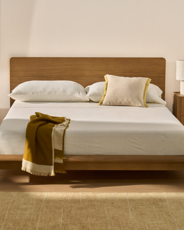 Sábana encimera Simmel de mezcla de lino color crudo para cama de 180 cm