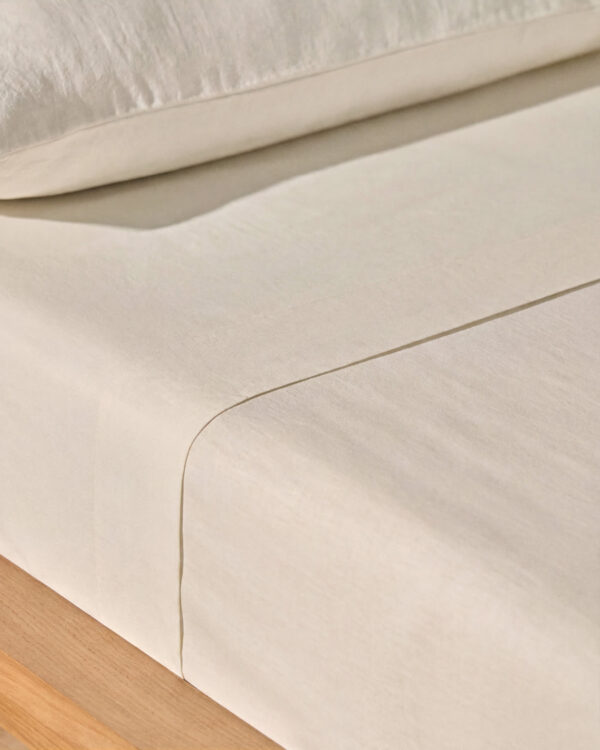 Sábana encimera Simmel de mezcla de lino color crudo para cama de 90 cm