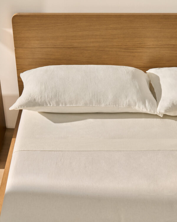 Sábana encimera Simmel de mezcla de lino color crudo para cama de 180 cm