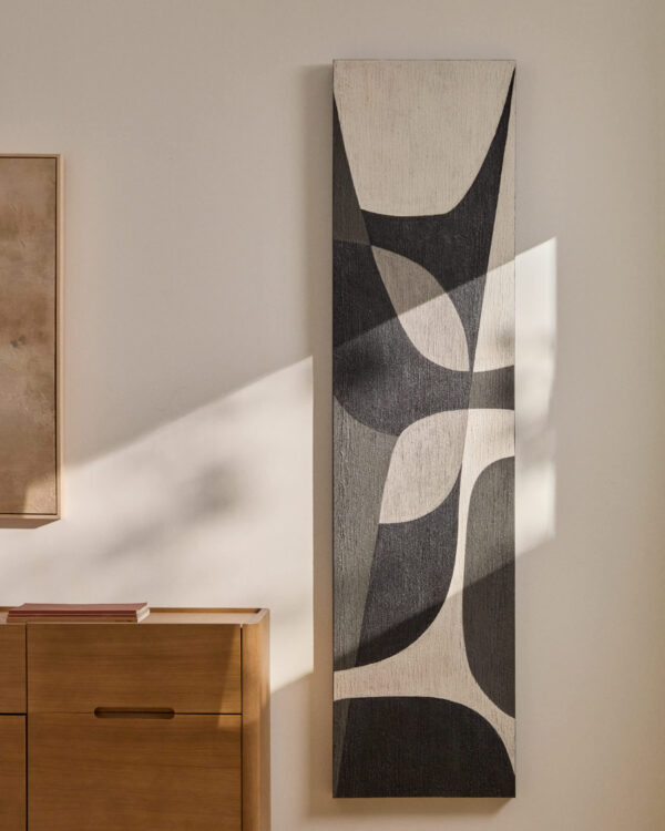 Cuadro abstracto Onure blanco y negro 45 x 180 cm