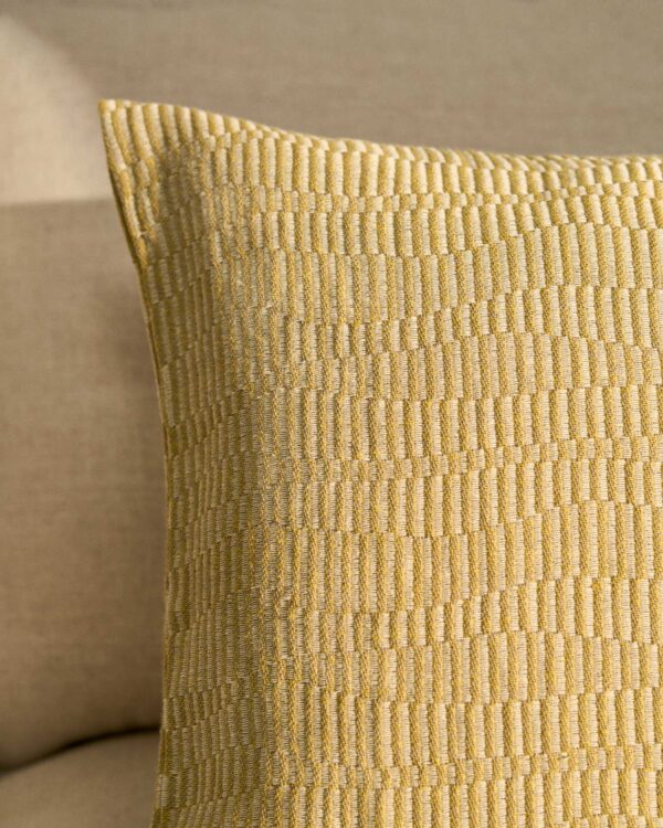 Funda de cojín Nerel algodón y lino jacquard amarillo 50 x 50 cm