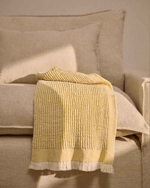Manta Lideba de algodón rayas amarillo 100 x 170 cm