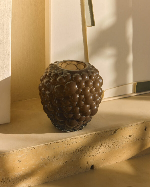 Jarrón Mure de vidrio marrón 30 cm