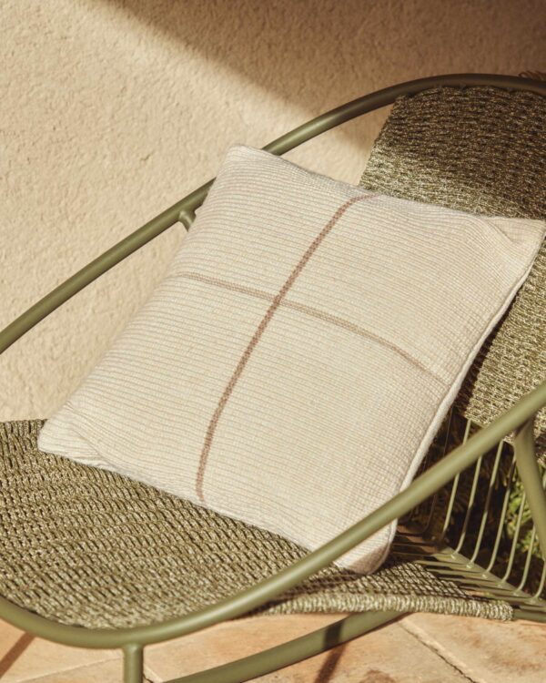 Funda de cojín Atima 100% PET jacquard beige 45 x 45 cm
