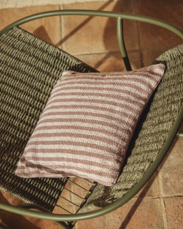 Funda de cojín Dirome 100% PET rayas beige 45 x 45 cm