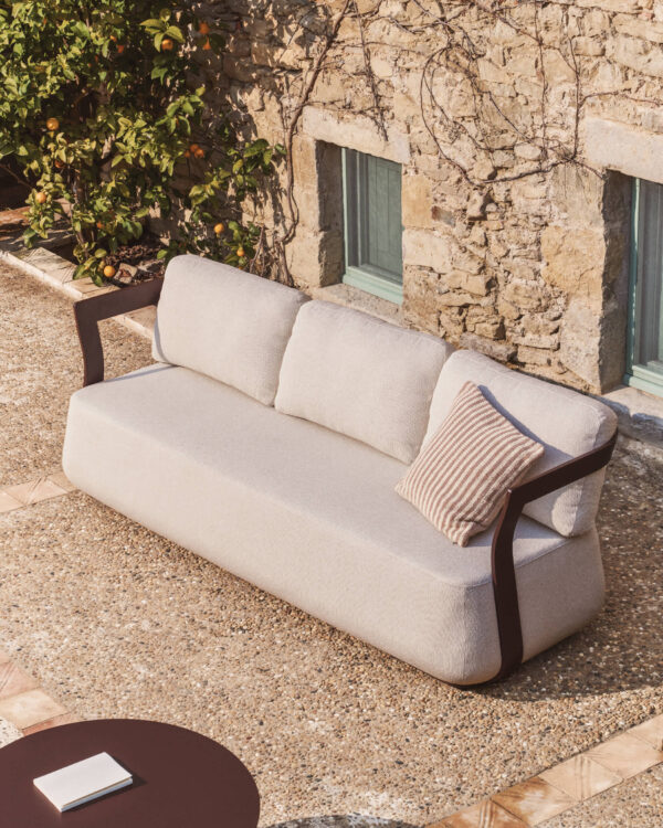 Funda de cojín Dirome 100% PET rayas beige 45 x 45 cm
