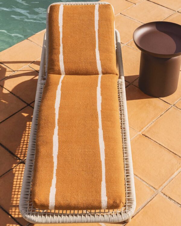 Cojín para tumbona Daila con gráfico Ikat 100% PET naranja 50 x 175 cm