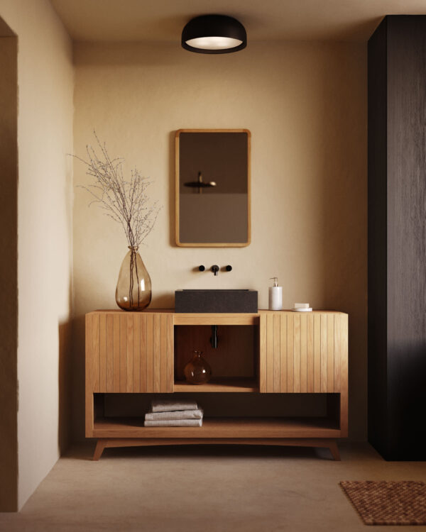 Mueble de baño Kuveni de madera maciza de teca con acabado natural 140 x 50 cm