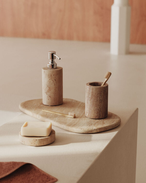 Jabonera Macre de travertino beige