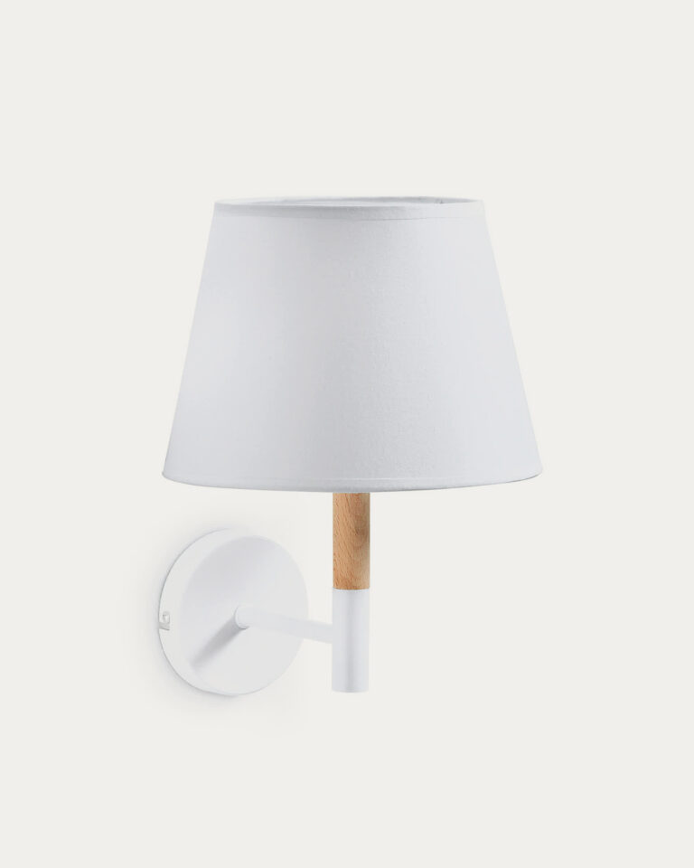 Aplique Orsen de madera de haya y acero con acabado blanco
