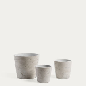 Set Low de 3 maceteros gris Ø 23,5 cm / Ø 16,5 cm / Ø 14 cm