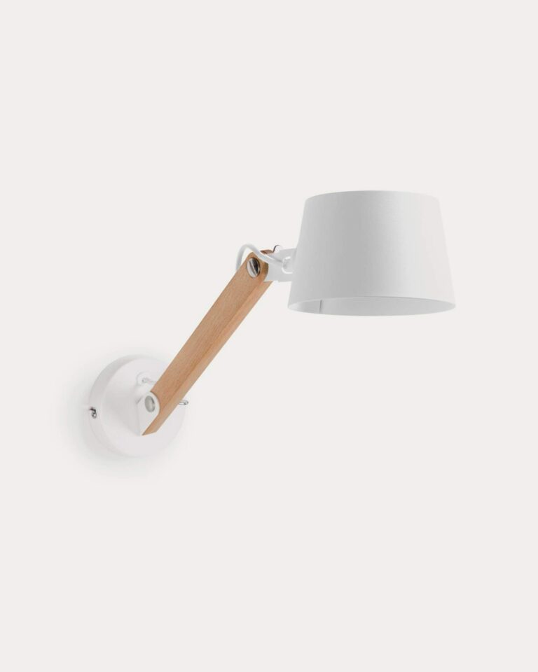 Aplique Muse de madera de haya y acero con acabado blanco