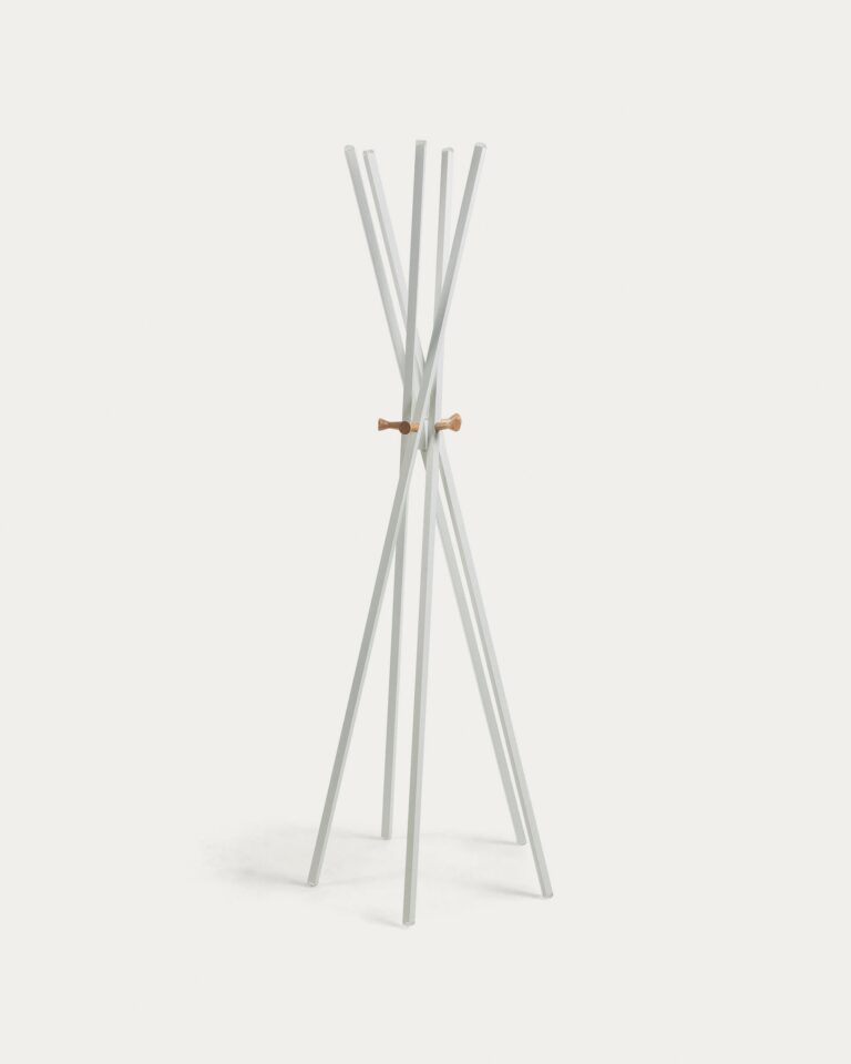 Perchero Chelsey acero blanco y madera maciza de caucho 170 cm