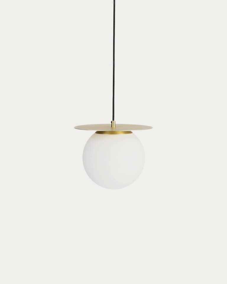 Lámpara de techo Manz de metal efecto latón y cristal glaseado