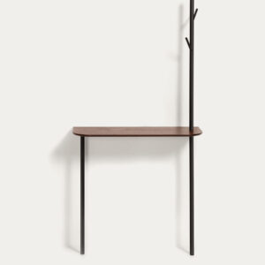 Consola con perchero Marcolina acero negro y chapa de roble 80 x 160 cm