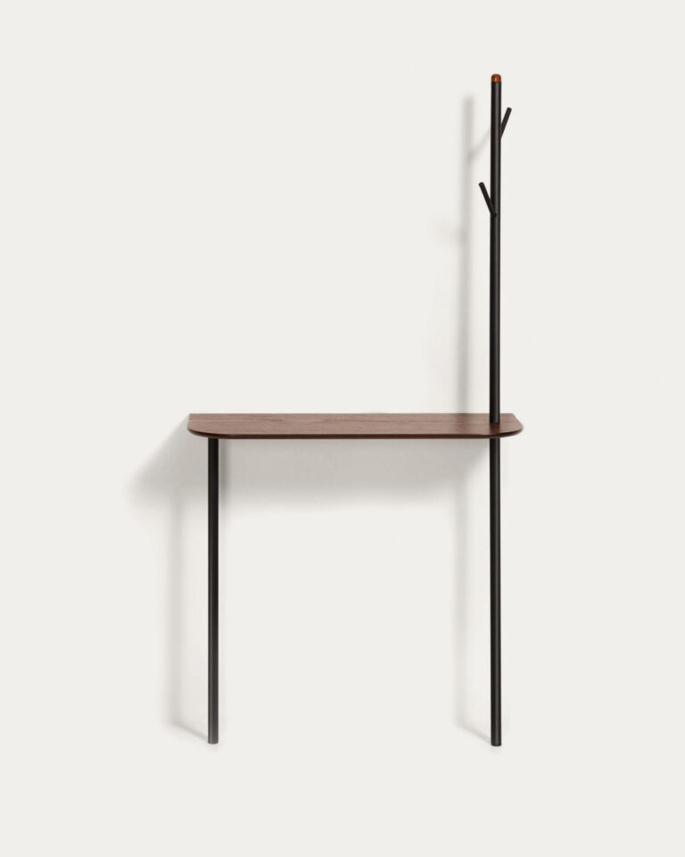 Consola con perchero Marcolina acero negro y chapa de roble 80 x 160 cm