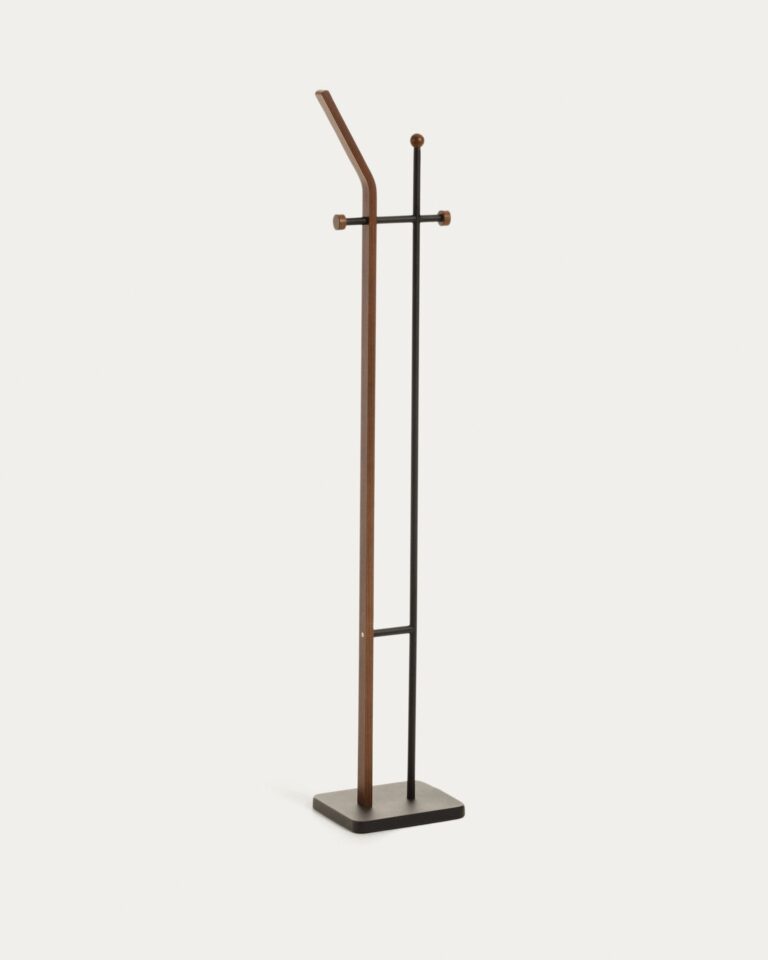 Perchero Magali acero negro y contrachapado de roble 172 cm