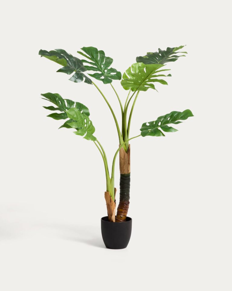 Planta artificial Monstera con maceta de cemento negro 130 cm