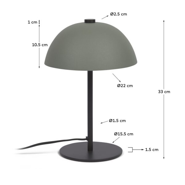 Lámpara de mesa Aleyla de metal con acabado verde