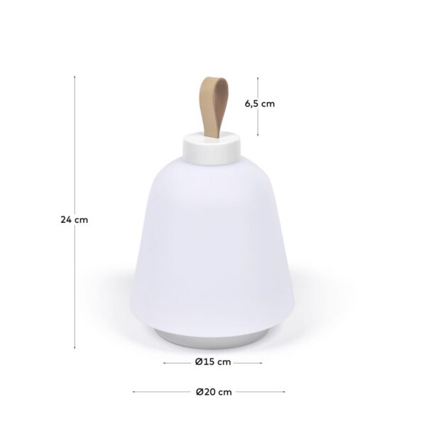 Lámpara de mesa exterior Udiya de polietileno y metal con acabado blanco