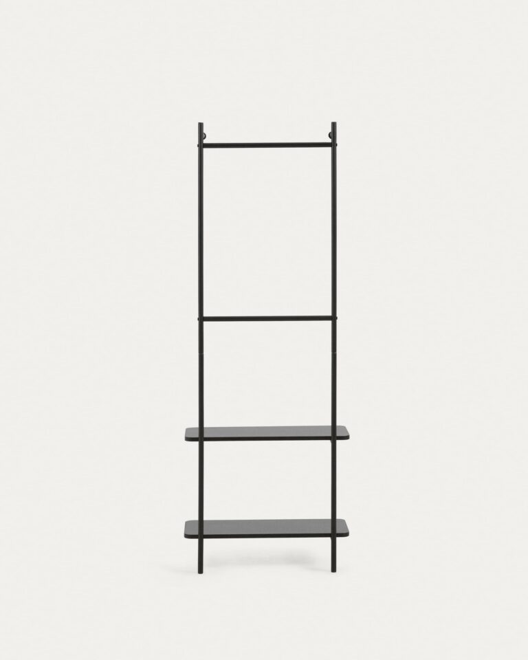 Burro de pared para ropa Galatia de melamina y acero con acabado negro 60 x 162 cm