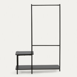 Burro para ropa con banqueta Galatia de melamina y acero con acabado negro 100 x 150 cm