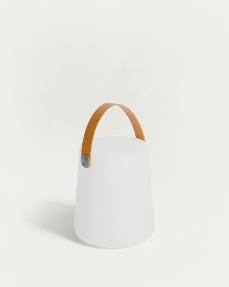 Lámpara de mesa exterior Dialma con asa marrón
