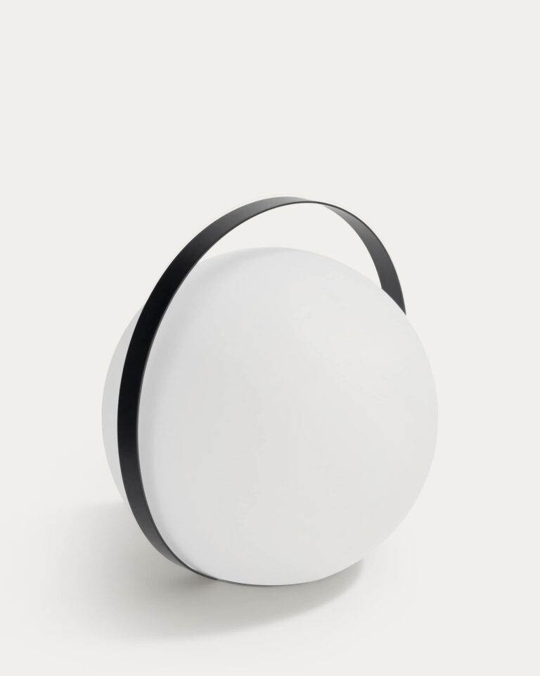 Lámpara de mesa de exterior Dinesh con asa de acero negro