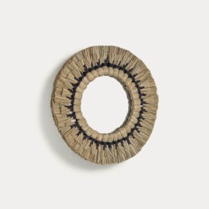 Espejo redondo Akila fibras naturales verde y cuerda algodón negro Ø 40 cm