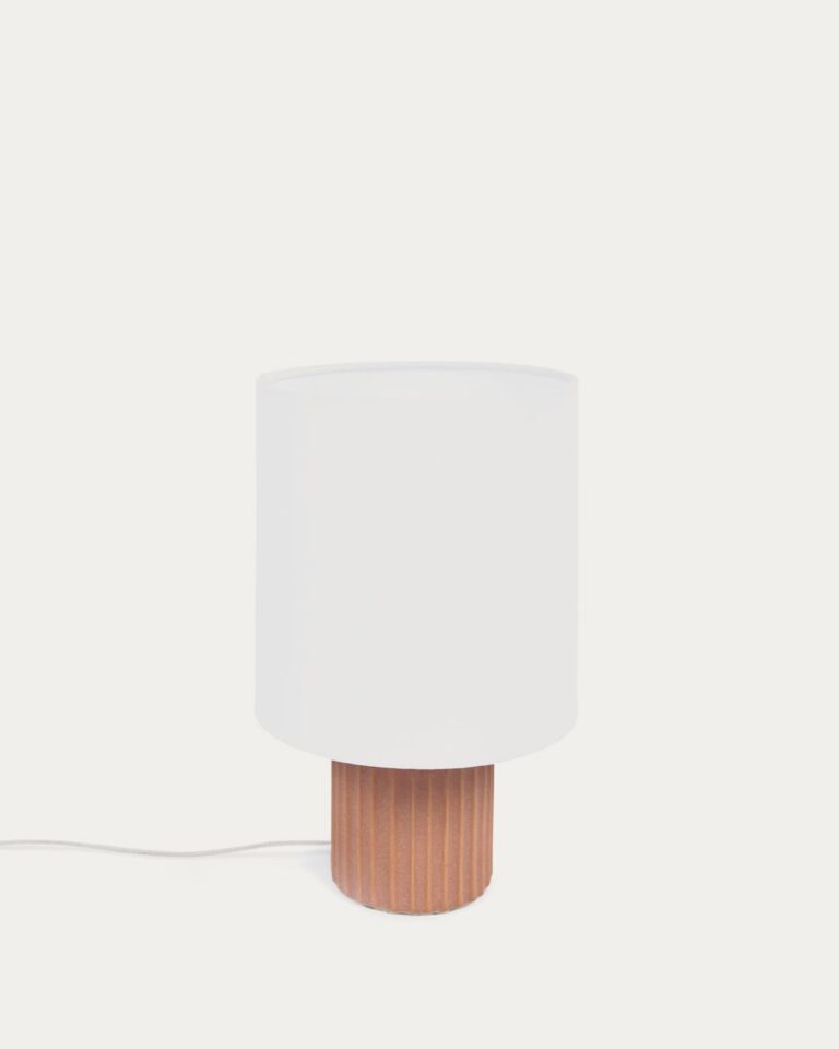 Lámpara de mesa Eshe de cerámica con acabado terracota y blanco