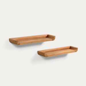 Set Shamel de 2 estantes de madera maciza de teca 50 x 5 cm