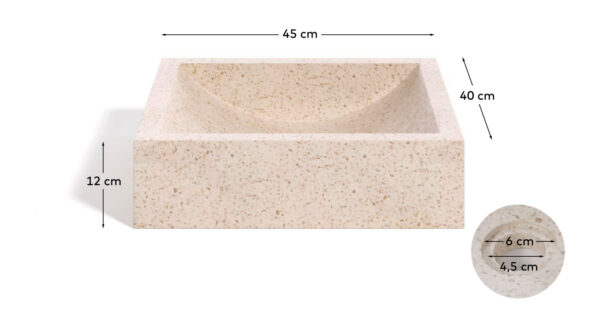 Lavabo encimera Delina de terrazo blanco 40 x 45 cm