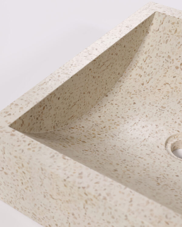 Lavabo encimera Delina de terrazo blanco 40 x 45 cm