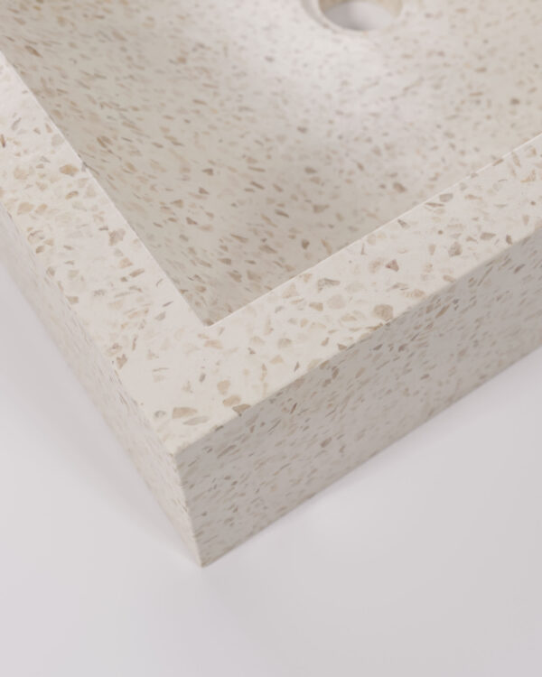 Lavabo encimera Delina de terrazo blanco 40 x 45 cm