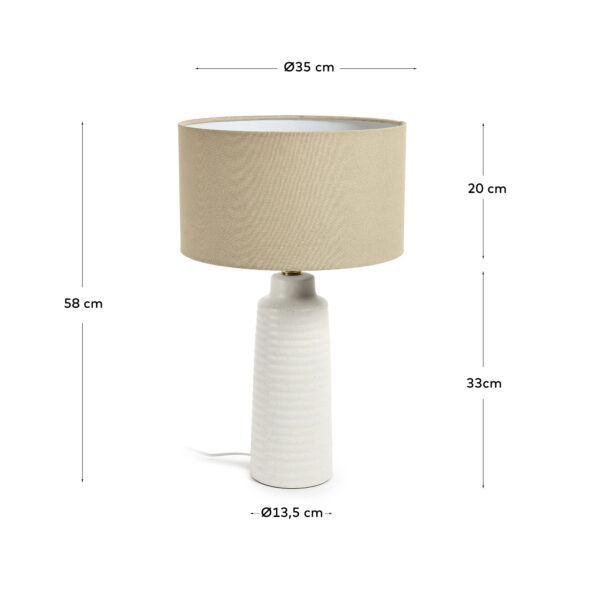 Lámpara de mesa Mijal de cerámica con acabado blanco