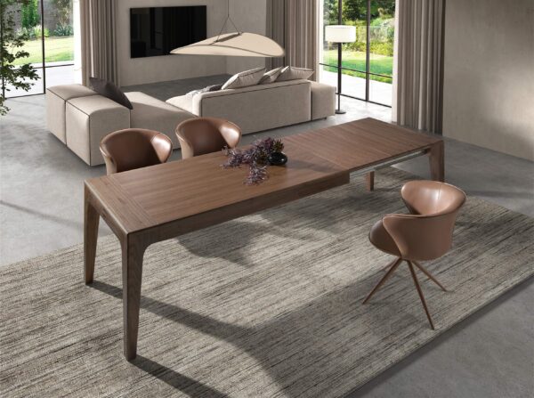 Mesa comedor extensible rectangular nogal