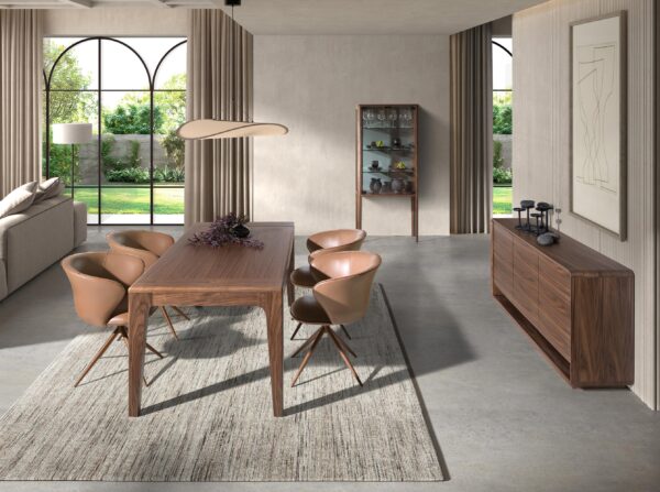 Mesa comedor extensible rectangular nogal