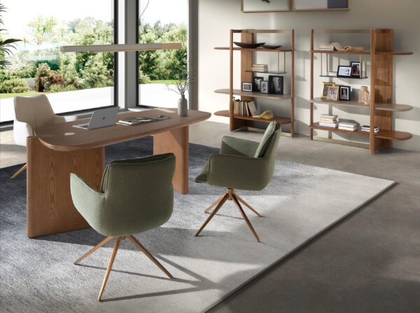 Estantería rectangular derecha nogal claro y madera color Greige