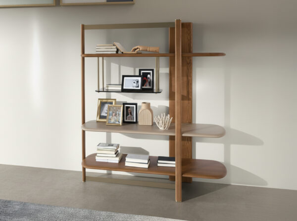 Estantería rectangular derecha nogal claro y madera color Greige