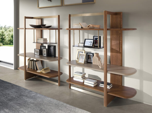 Estantería rectangular izquierda nogal claro y madera color Greige