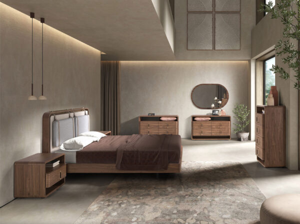 Cama tela color beige y gris