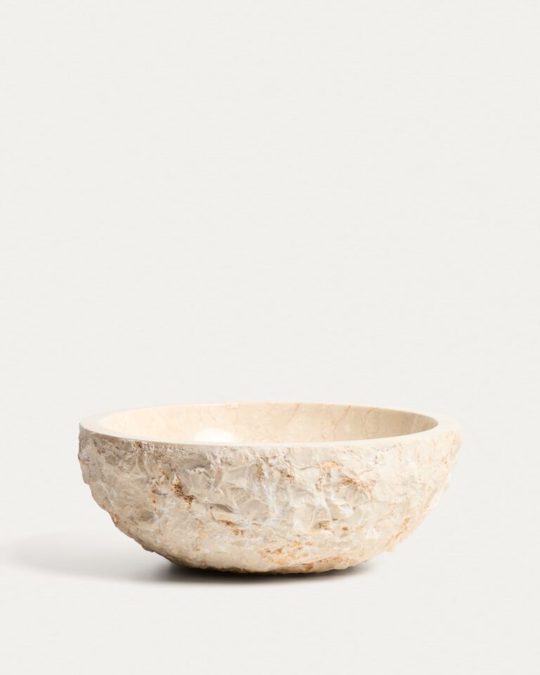 Lavabo encimera Orvane de mármol beige Ø 40 cm