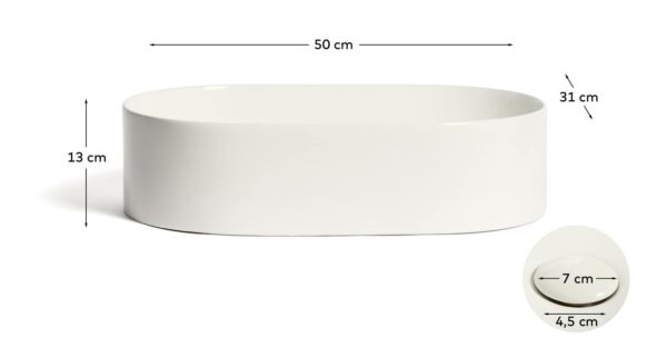 Lavabo encimera Ovara de cerámica blanco esmaltado 50 x 31 cm