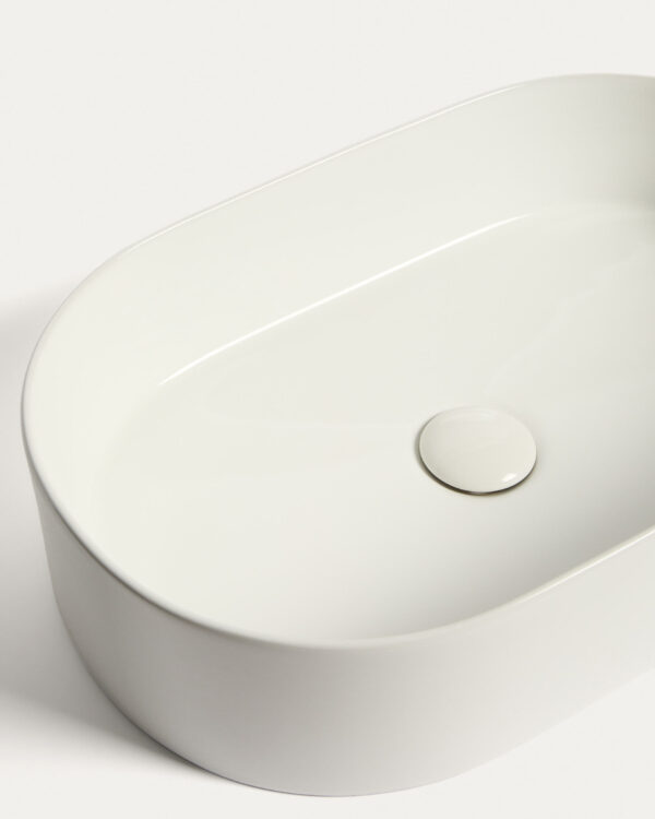 Lavabo encimera Ovara de cerámica blanco esmaltado 50 x 31 cm