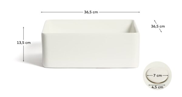 Lavabo encimera Ovara de cerámica blanco esmaltado 36,5 x 36,5 cm