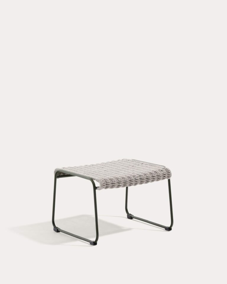 Reposapiés Maurina de acero galvanizado verde y cuerda crudo y gris 58 x 52,5 cm